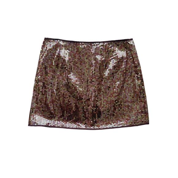 Bronze Gold Sequin Express Mini Skirt / Size 6 - Picture 1 of 4